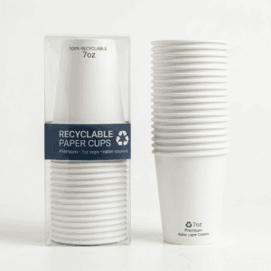 Box of recyclable 7oz paper water cooler cups